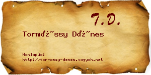 Tormássy Dénes névjegykártya