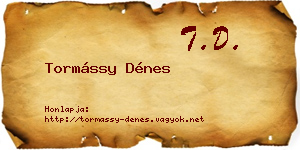 Tormássy Dénes névjegykártya